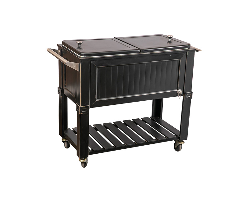 80QT Multi-Function Wood Grain Dining Car Cooler Cart