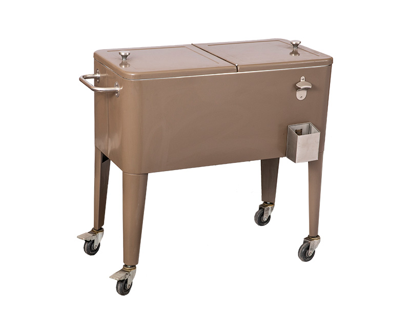 80QT Metal Rolling Patio Ice Cooler Cart For Beer