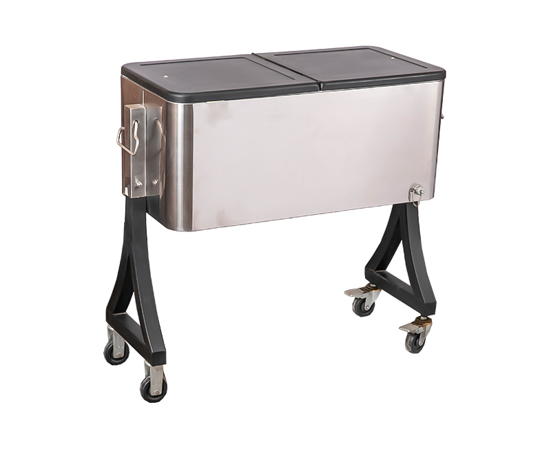 80QT Beach Ice Box Rolling Cooler Cart