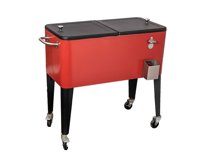 60QT Wholesale Metal Beer Steel Cooler Rolling Cart With Wheel