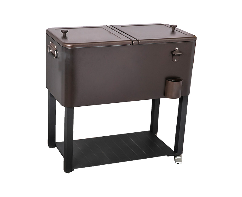 80QT Wholesale Customization Bar Metal Rolling Cooler Cart