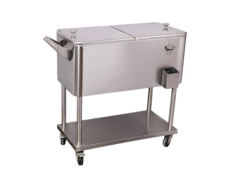 60QT Patio Ice Cooler Cart And Beverage Bar Cart Cover