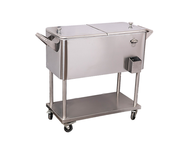 80QT Double Handle Stainless Steel Cooler Cart