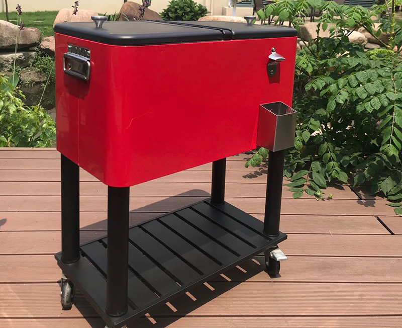 60QT Beer Metal Outdoor Cooler Cart